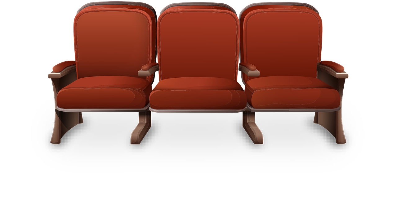 a couple of red chairs sitting next to each other, digital art, ticket, clipart, straight camera view, large couch