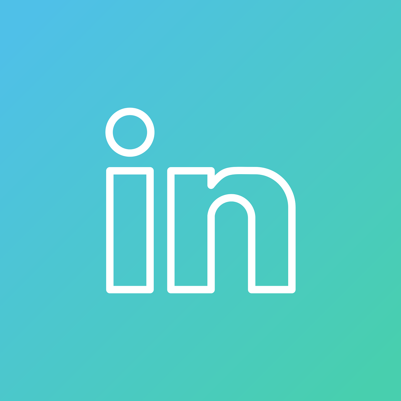 a white linked icon on a blue and green background, lineart, instagram, mingei, linkedin, ilm, rounded logo, s line