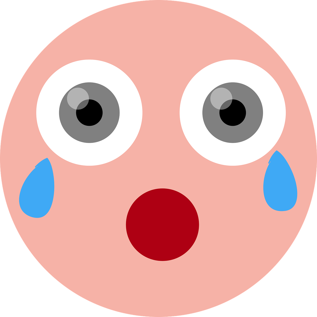 a crying face with tears coming out of it, inspired by Takashi Murakami, pixabay, round cute face, gumball watterson, 4 k hd face!!!, empty eye sockets