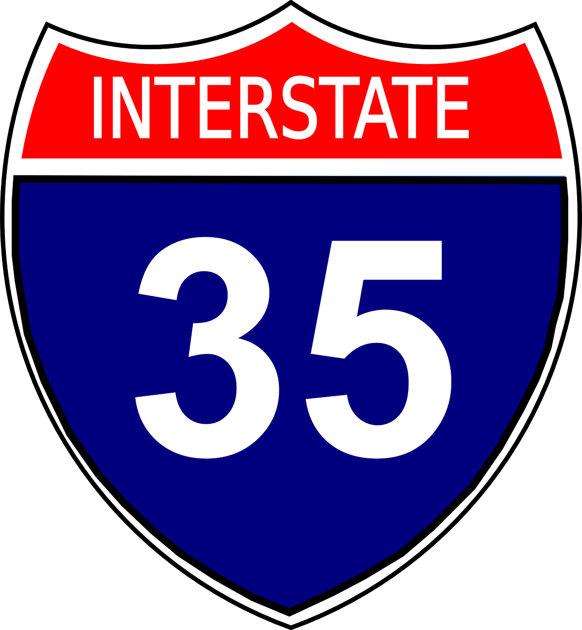 a interstate sign with the number 35 on it, an illustration of, by Jeffrey Smith, pixabay, !! very coherent!!, 3 2 x 3 2, 45 years old men, computer