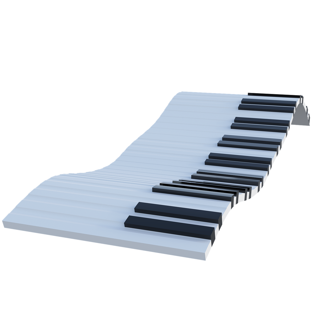 a close up of a piano keyboard on a black background, a 3D render, low - poly 3 d model, smooth curvatures, the background is white, maybe small waves
