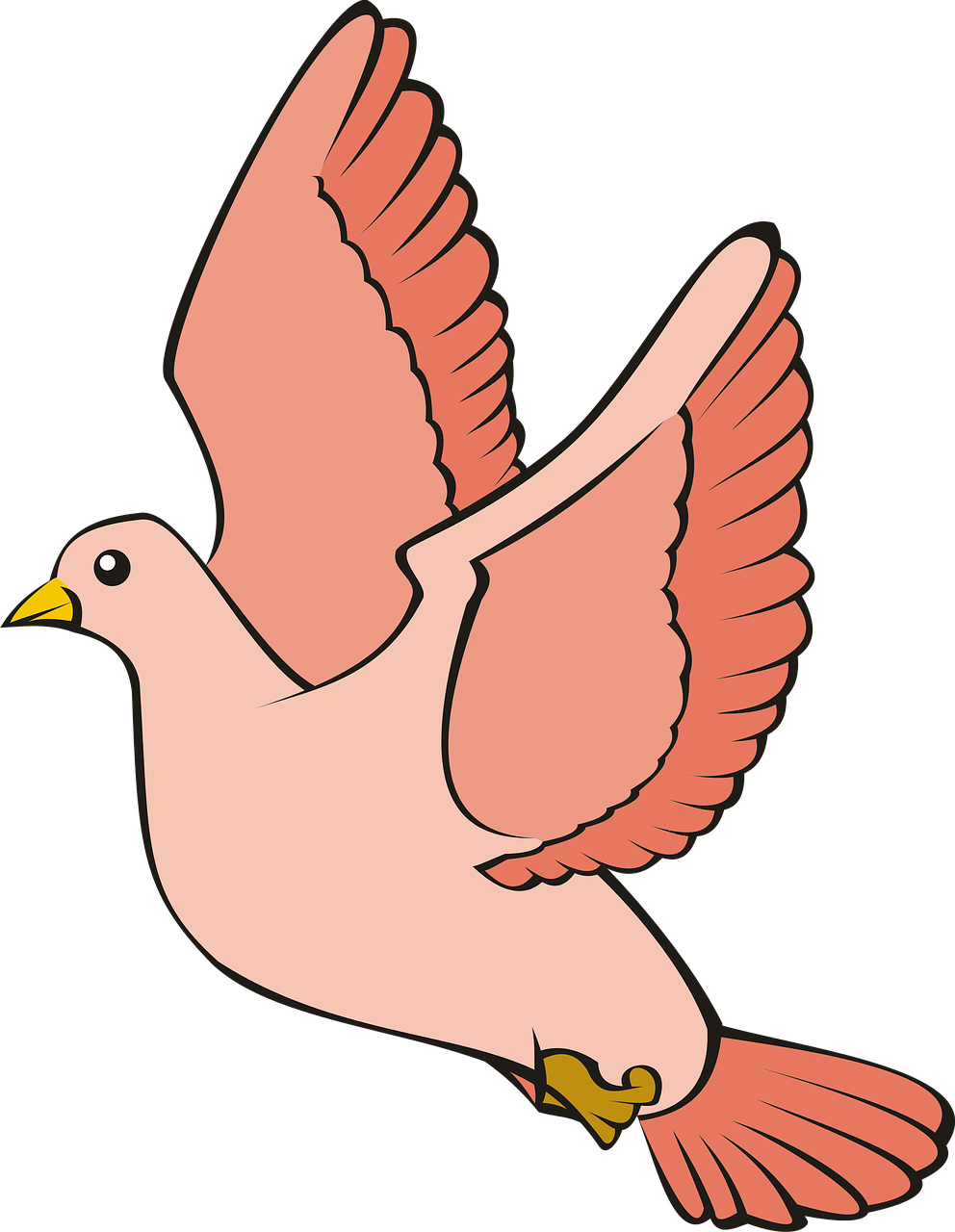 a bird flying in the air with its wings spread, an illustration of, smooth pink skin, !!! very coherent!!! vector art, pigeon, wikihow illustration