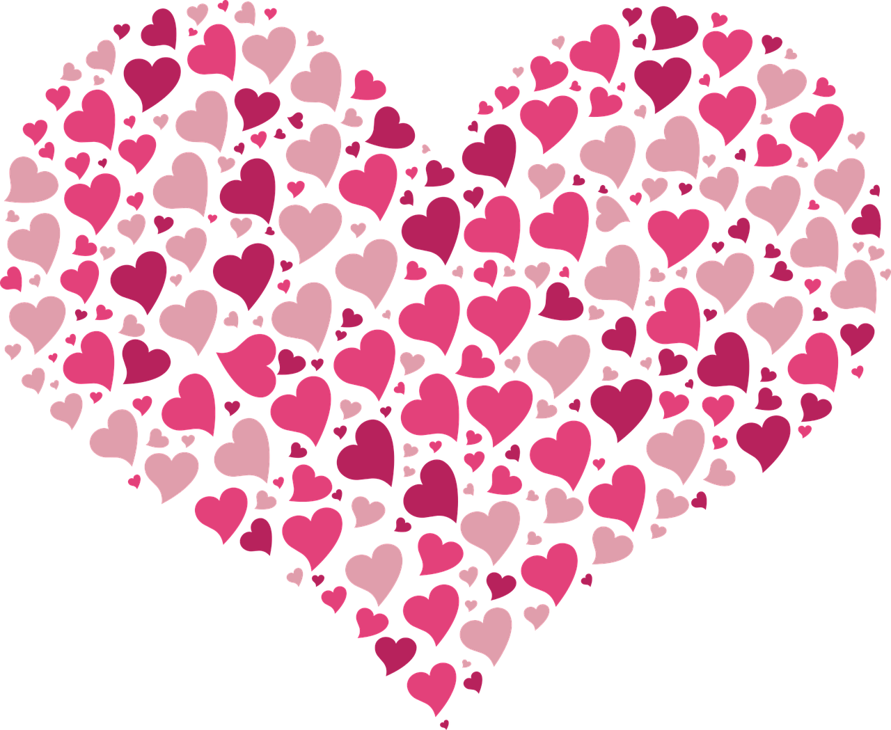 a heart made of hearts on a black background, ((pink)), !!!!, ad image