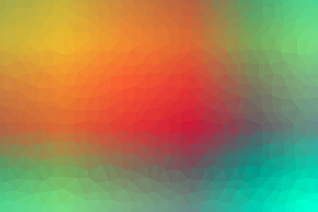 a close up of a colorful abstract background, a low poly render, color field, red and teal and yellow, low polygons illustration