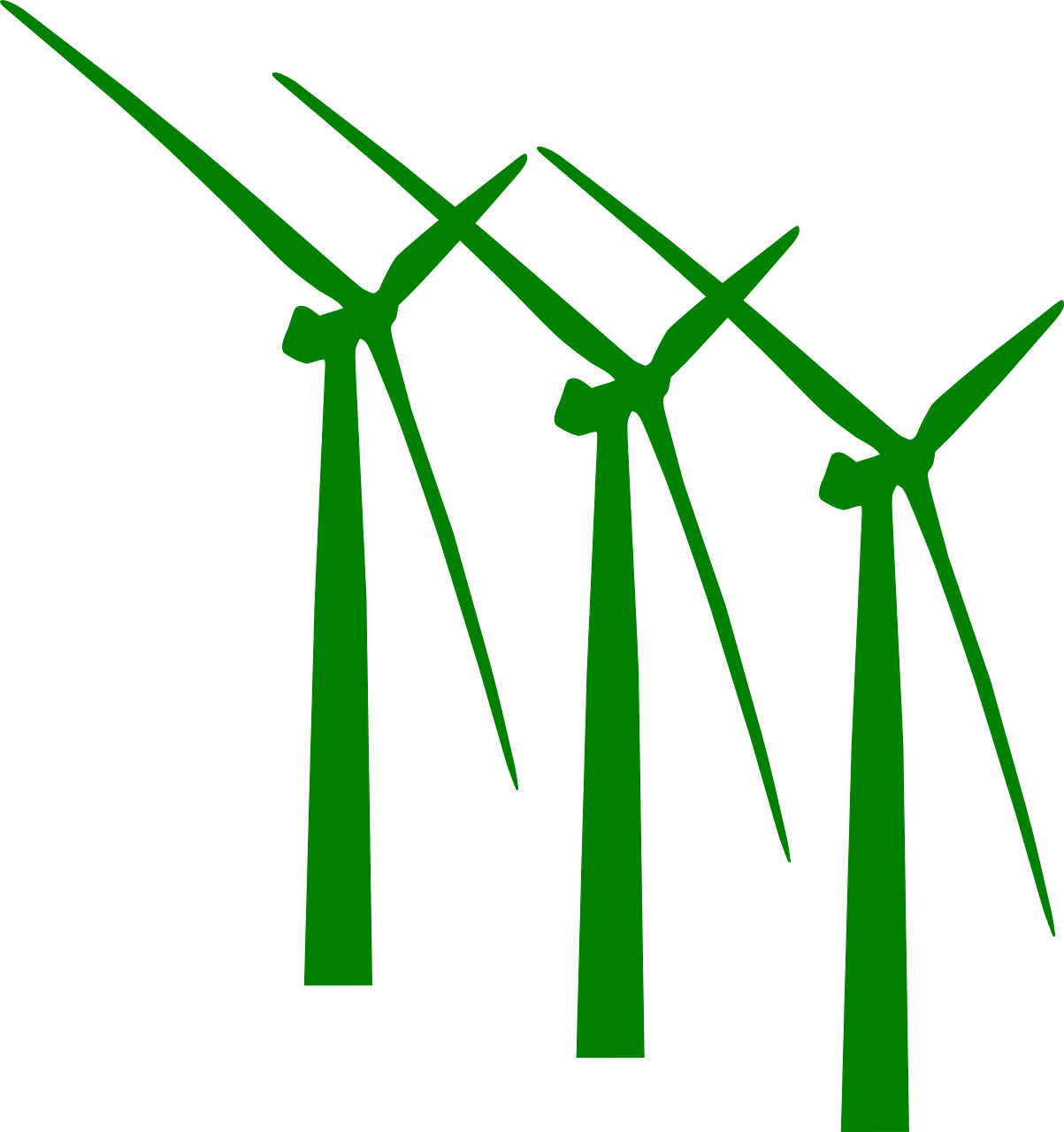 a group of green wind turbines against a black background, inspired by Shūbun Tenshō, ( ( dark green, untextured, trident, straw