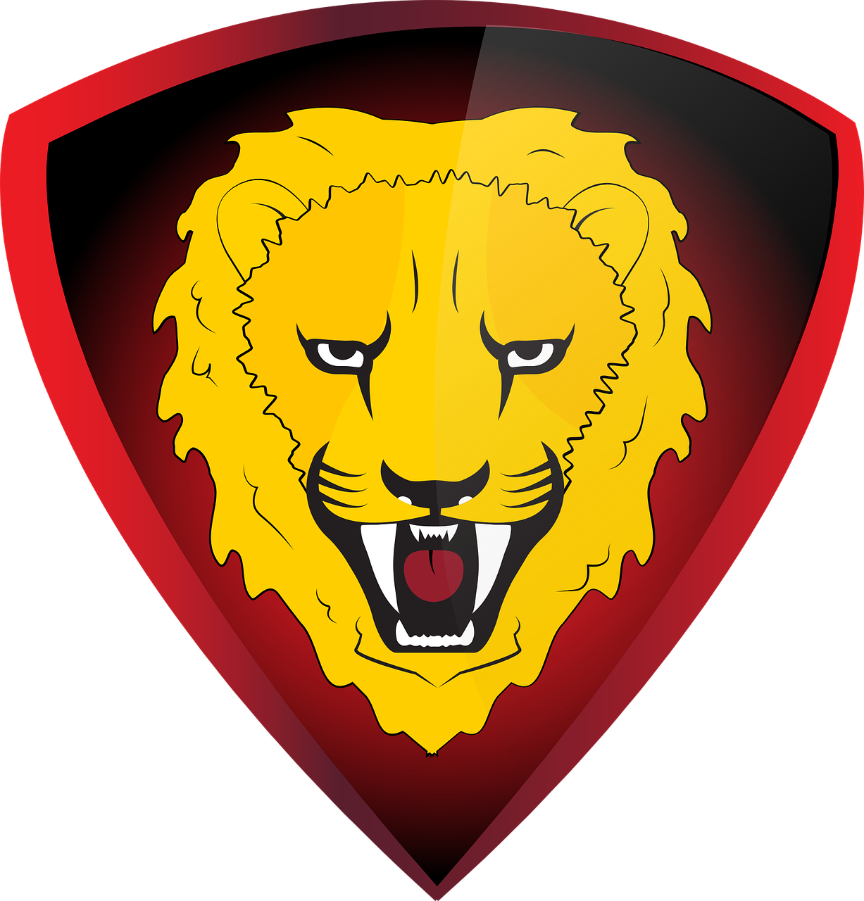 a close up of a lion's head on a shield, a picture, inspired by Roar Kjernstad, attack vector, full body mascot, ferrari, flash photo