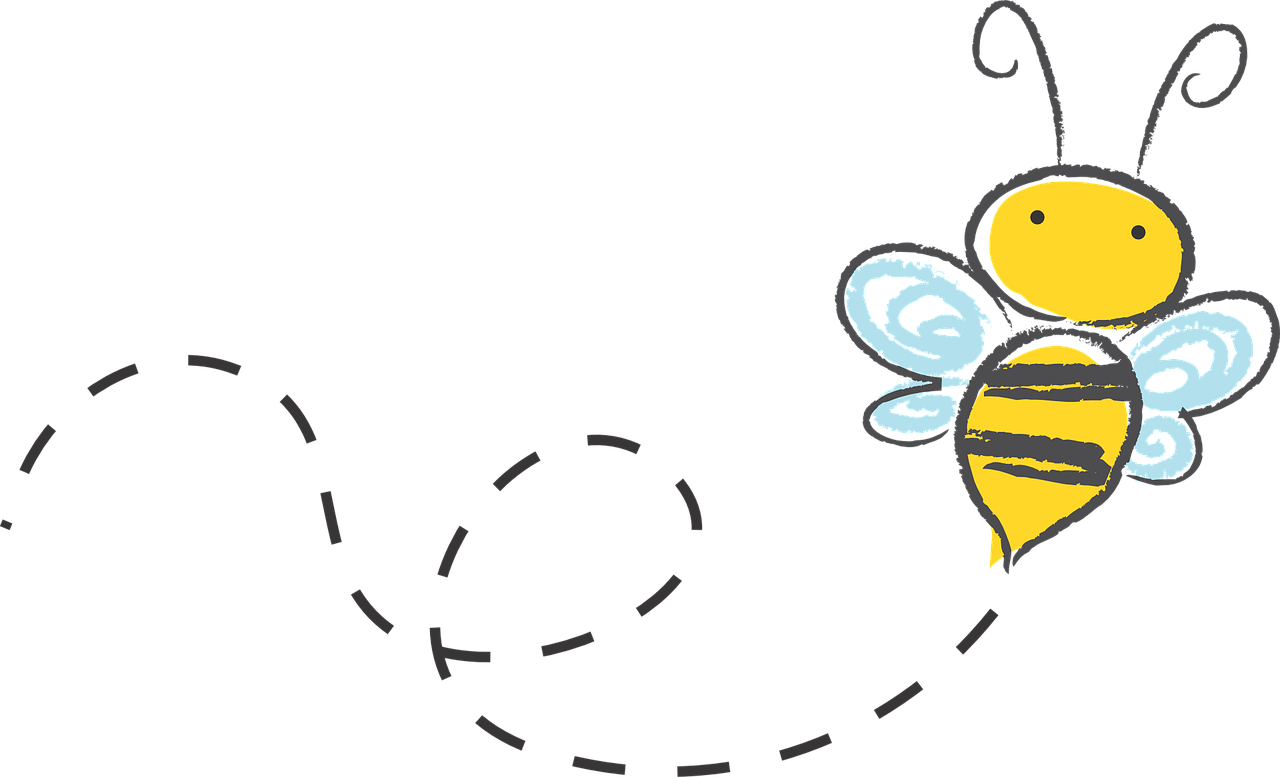 a drawing of a bee flying through the air, a digital rendering, graffiti, avatar for website, the background is black, website banner, kids