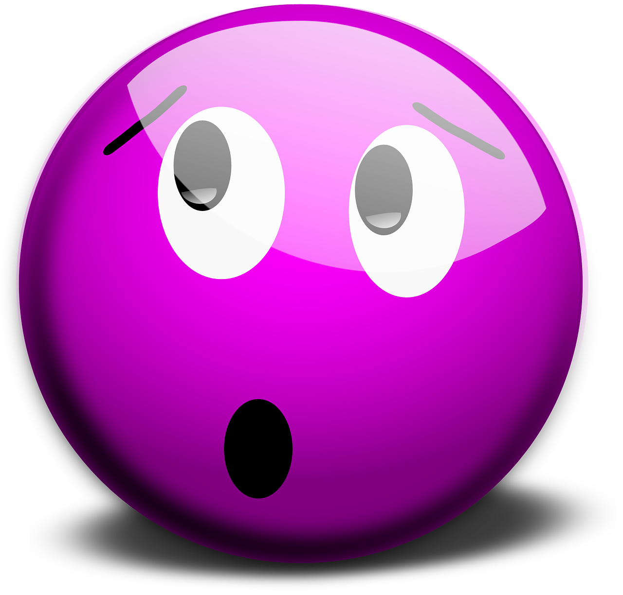 a purple smiley face with a surprised expression, inspired by Doug Ohlson, pixabay, bubble gum, here is one olive, clipart, head is an egg