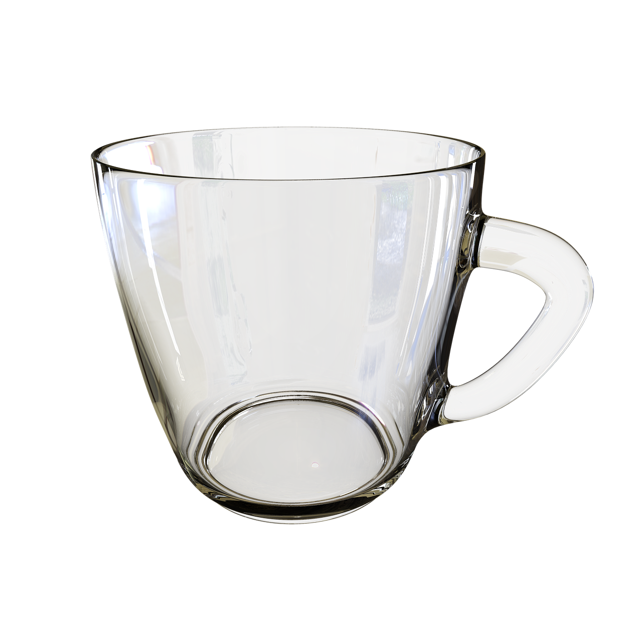 a clear glass cup sitting on top of a table, a raytraced image, photorealism, on black background, photo-realistic unreal engine, is ((drinking a cup of tea)), coffee cup