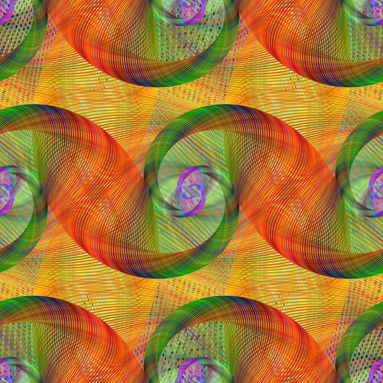 a multicolored pattern of circles on a yellow background, a digital rendering, flickr, dmt waves, grid montage of eyes, chromatic filament, repeating pattern. seamless