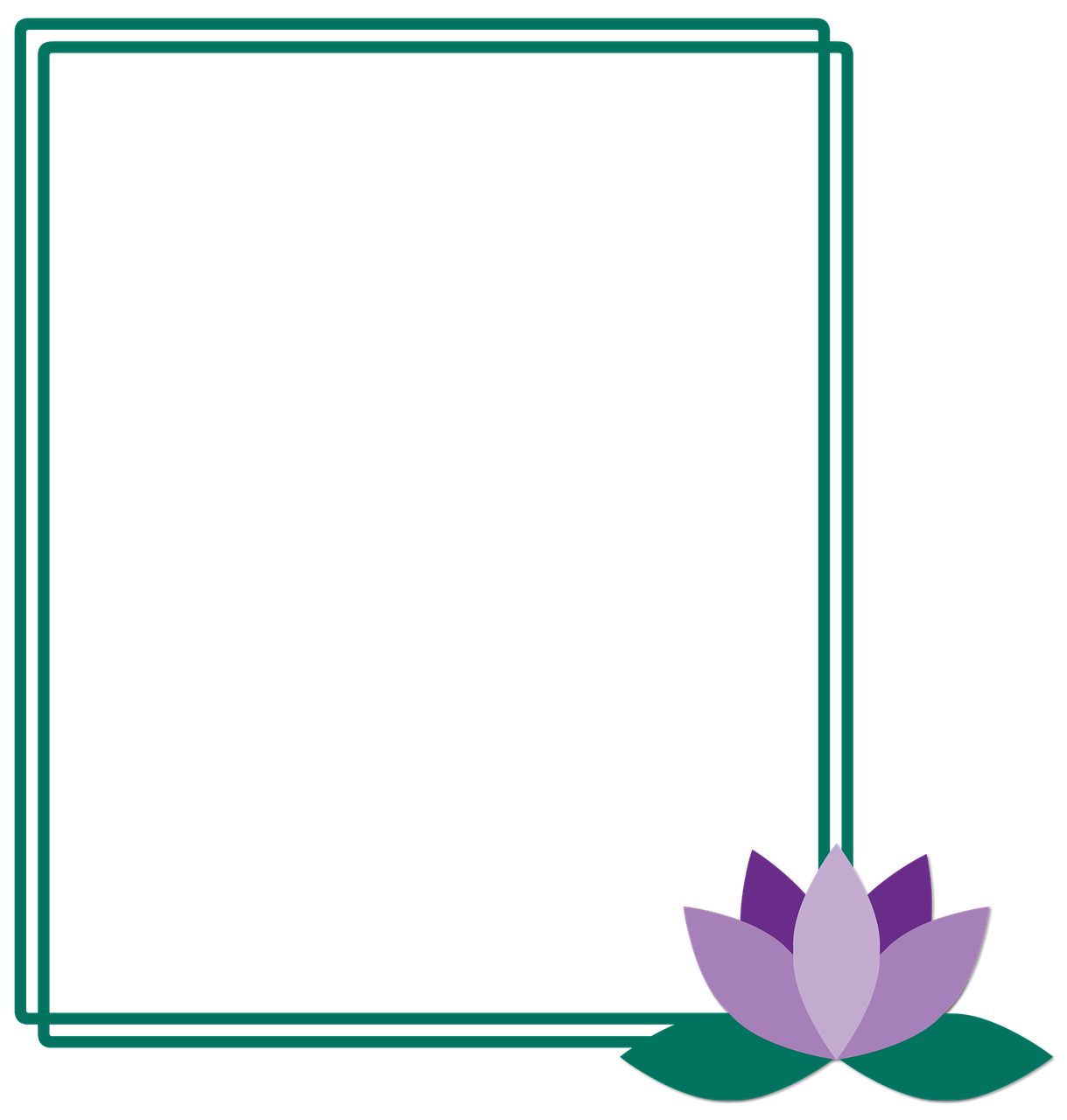 a purple flower sitting in front of a green frame, inspired by Masamitsu Ōta, deviantart, black flat background, teal color graded, lotus pond, large vertical blank spaces