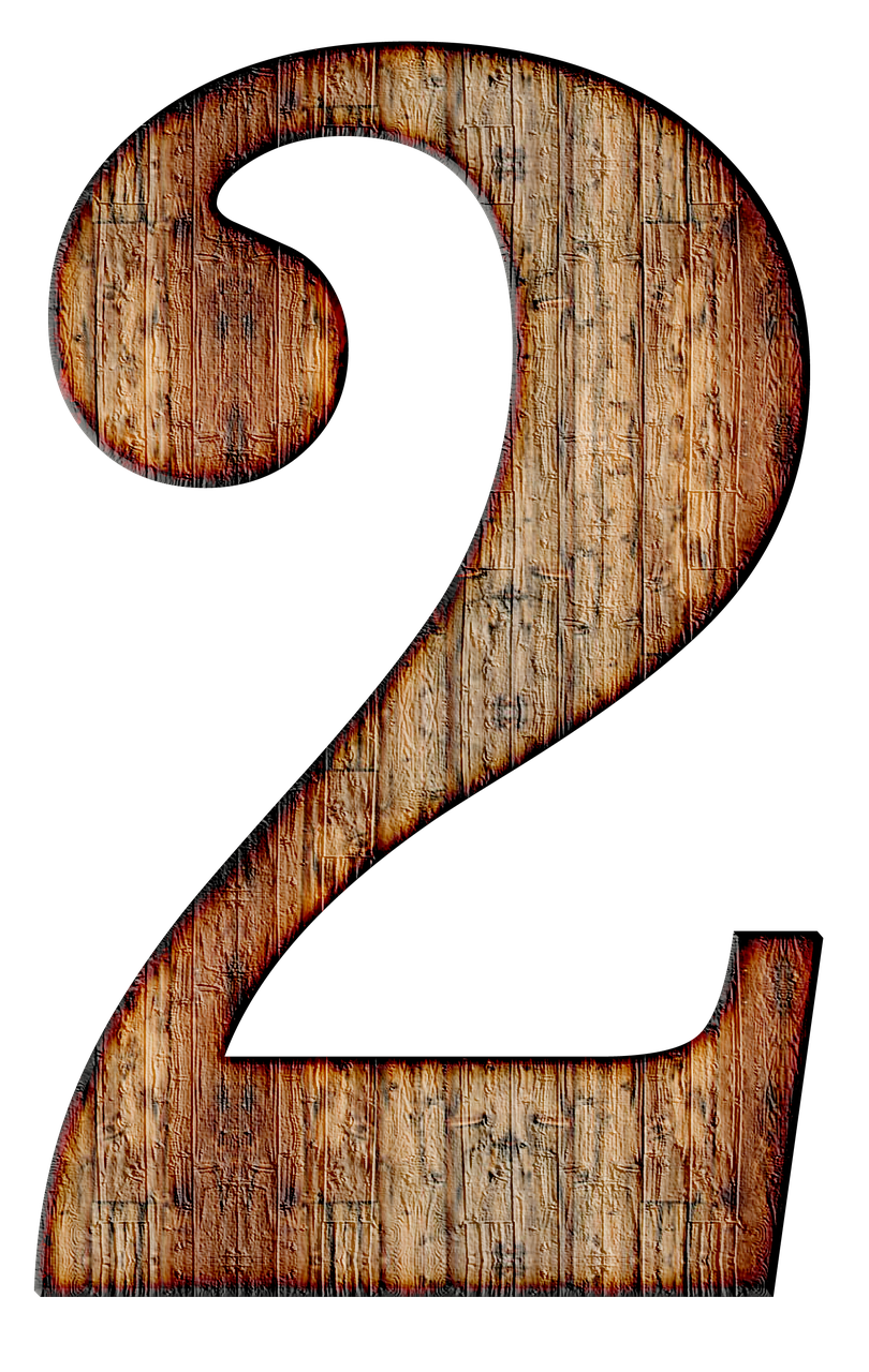 a wooden number two on a black background, a digital rendering, digital art, pyrography, two stories, distressed, skinny