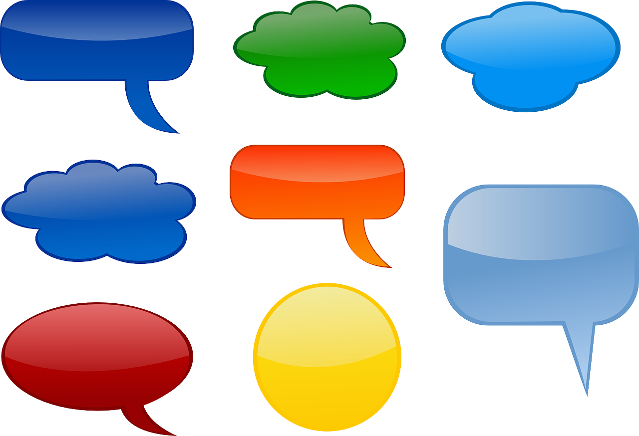 a bunch of different colored speech bubbles, by John Button, gloss, created in adobe illustrator, icon pack, amber