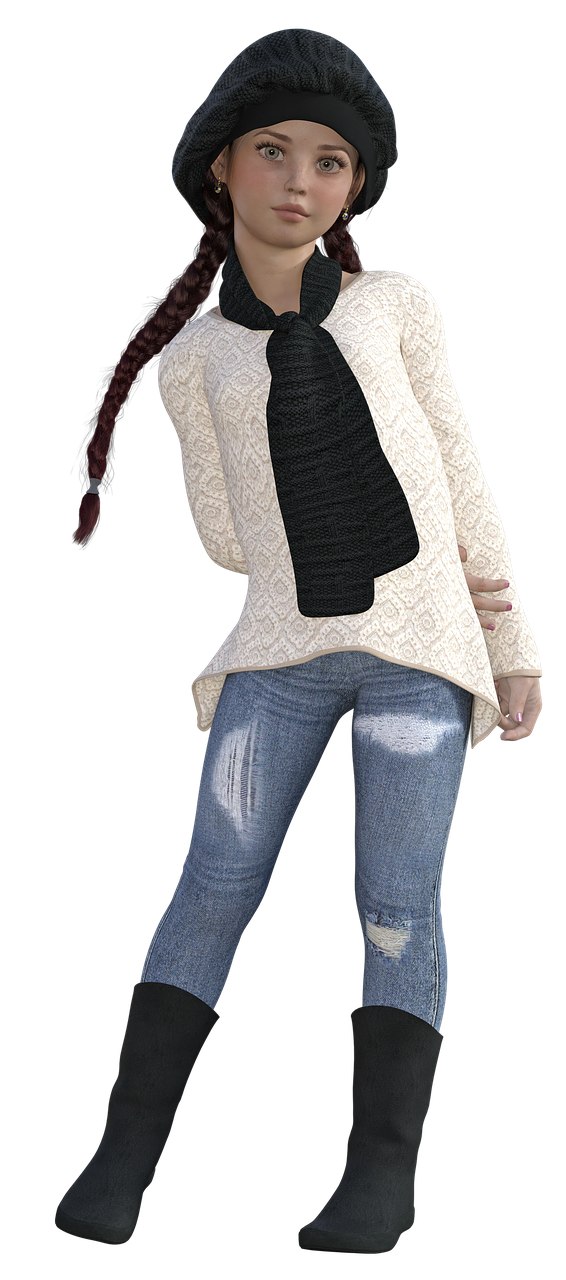 a woman in jeans and a sweater posing for a picture, a digital rendering, inspired by Rhea Carmi, cg society contest winner, renaissance, full_body!!, loosely cropped, female outfit, 2 4 year old female model