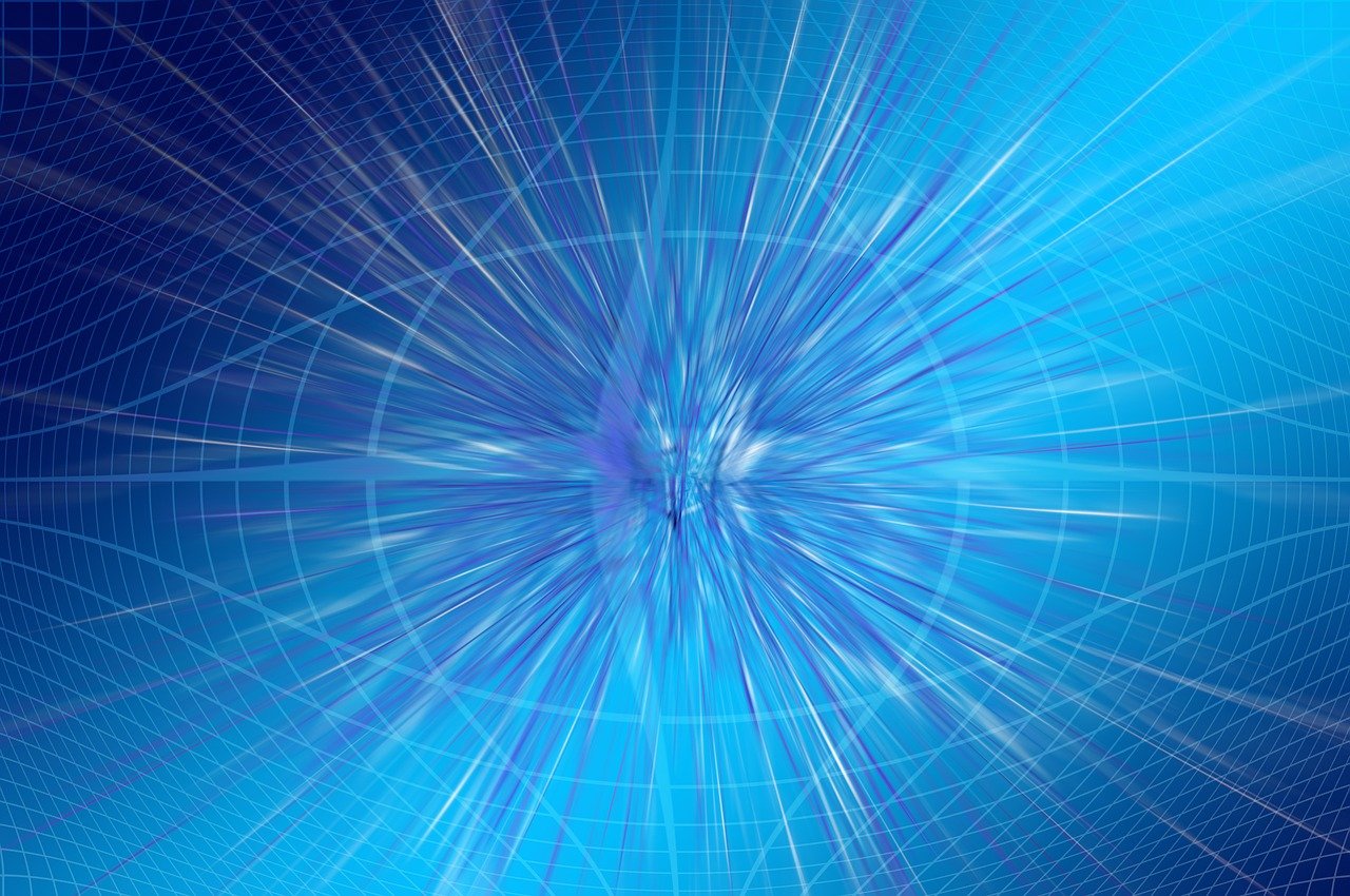 a computer generated image of a blue starburst, a digital rendering, abstract illusionism, time vortex in the background, lines of energy, key is on the center of image, inevitability