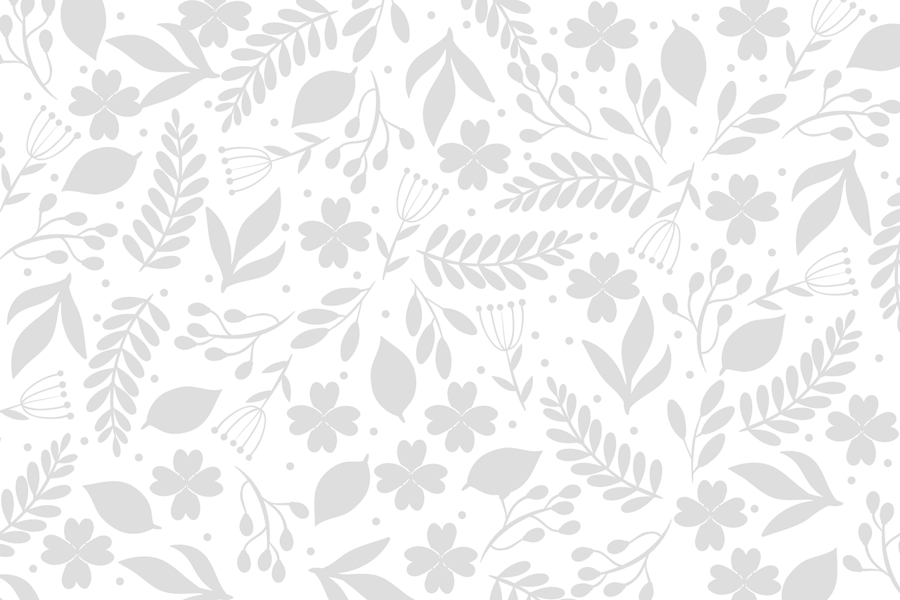 a pattern of leaves and flowers on a black background, a black and white photo, inspired by Emily Murray Paterson, folk art, solid grey, mobile wallpaper, svg illustration, flat colour