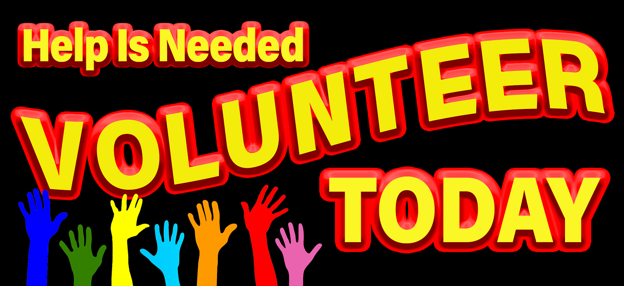 a sign that says help is needed volunteer today, inspired by John Kelso Hunter, shutterstock, conceptual art, hands raised in the air, glowsticks, 8k!, header text”