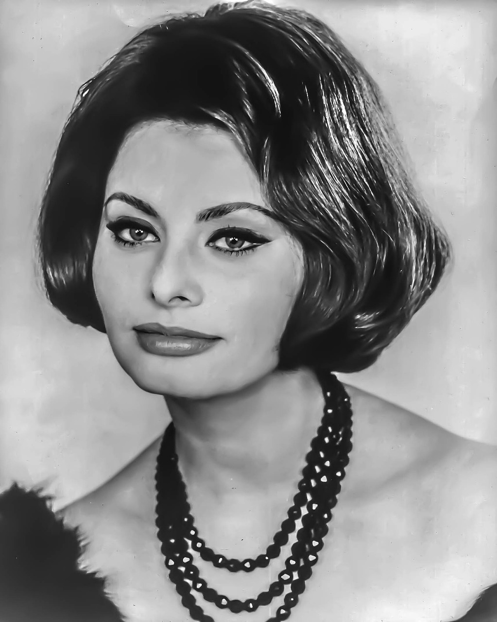 a black and white photo of a woman, a portrait, by Stan Galli, sophia loren, looks like ebru şahin, niels otto møller, 8k h- 640