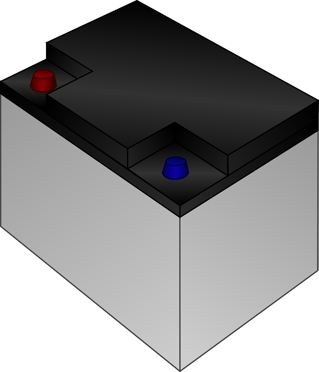 a car battery on a white background, by Andrei Kolkoutine, deviantart, black backround. inkscape, subwoofer, up-angle view, clip art