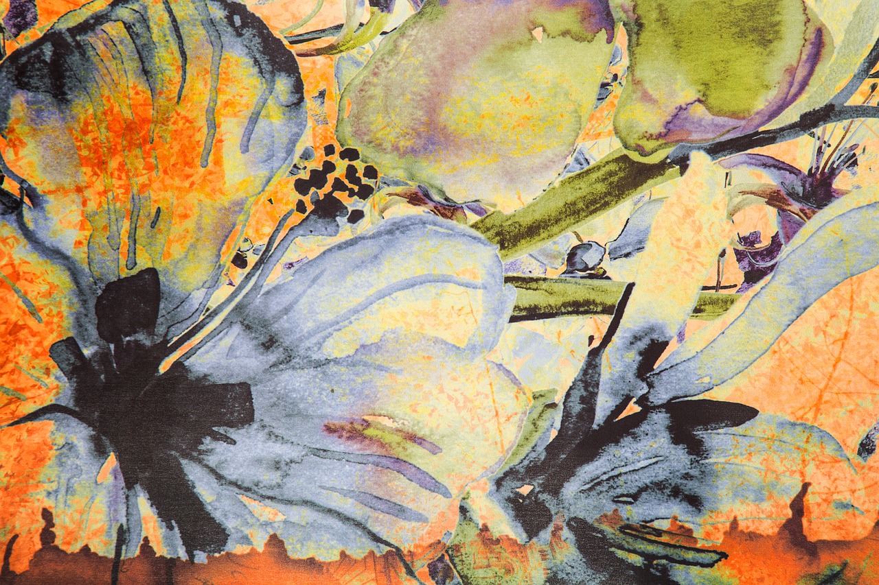 a close up of a painting of flowers and butterflies, inspired by Wu Changshuo, lyrical abstraction, detailed color scan”, high detail”, ultrafine detail ”