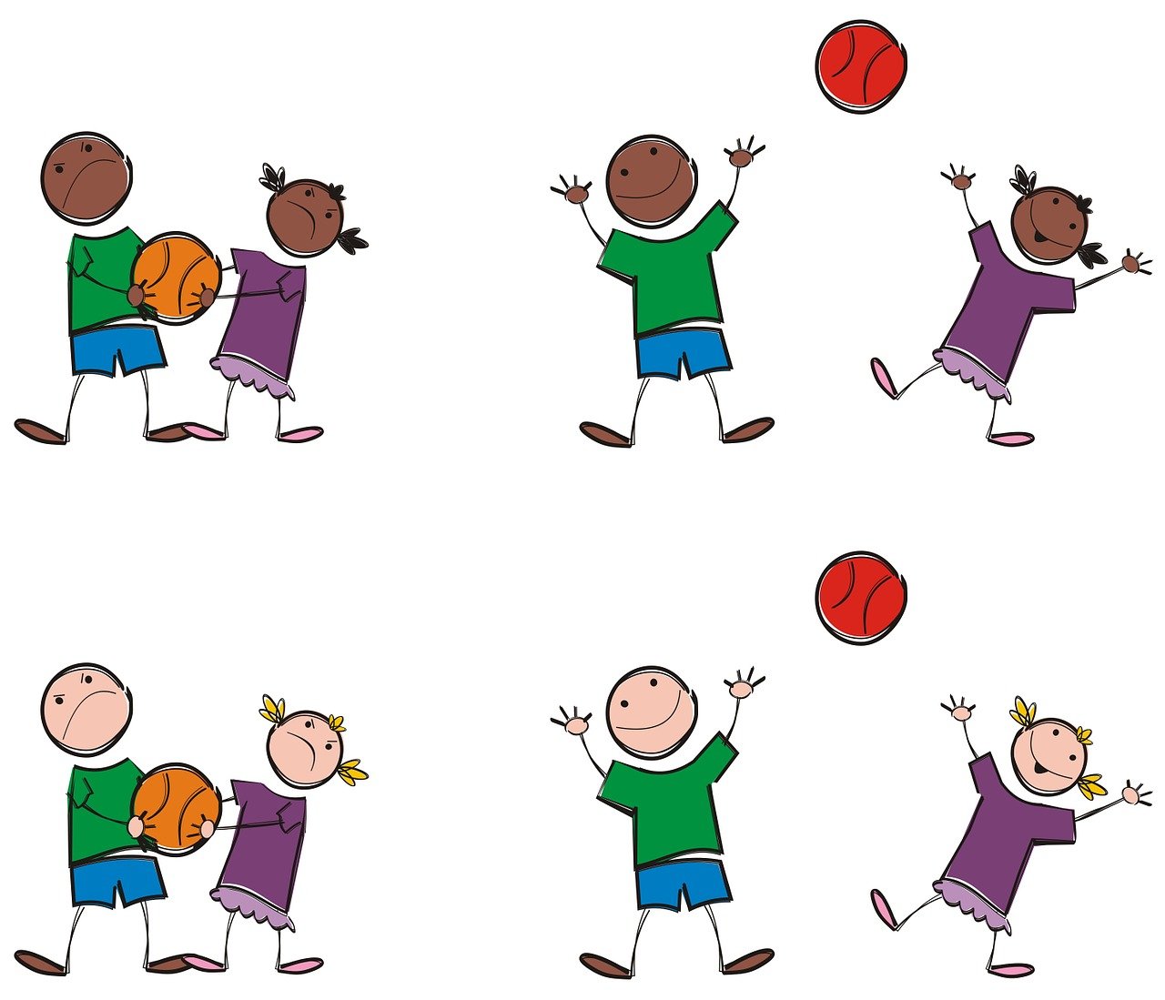 a group of children playing with a basketball ball, process art, january and february, version 3, male and female, toddler