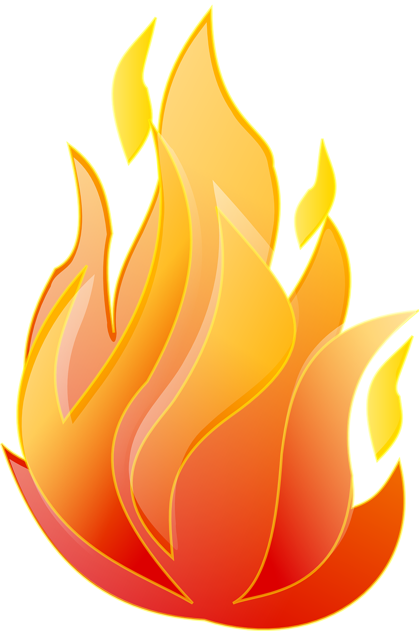 a close up of a fire on a black background, a digital rendering, inspired by Rodney Joseph Burn, clipart, no gradients, fire stainglass, three quarter view