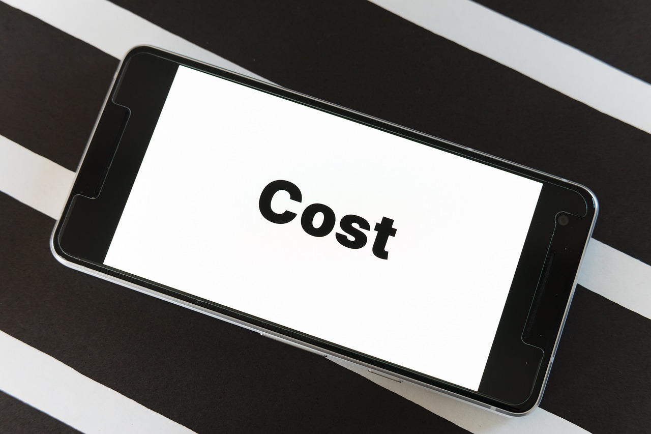 a cell phone with the word cost displayed on the screen, pixabay, maintain aspect ratio, low-contrast, coat, android cameraphone