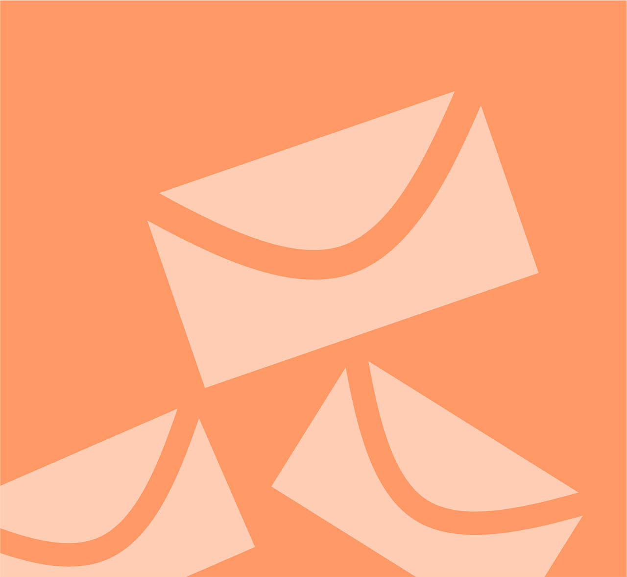 a couple of envelopes sitting on top of each other, an illustration of, unsplash, postminimalism, orange hue, icon pattern, background image, crunchyroll