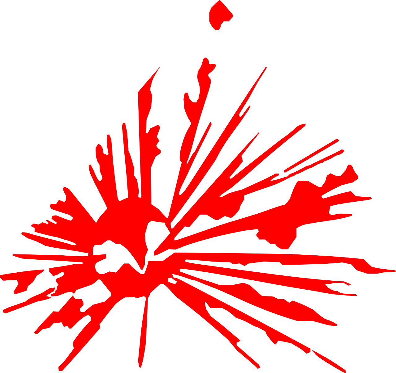 a red paint splatter on a black background, a screenshot, inspired by Shōzō Shimamoto, action painting, !!! very coherent!!! vector art, style of mirror\'s edge, viewed from above, fireworks