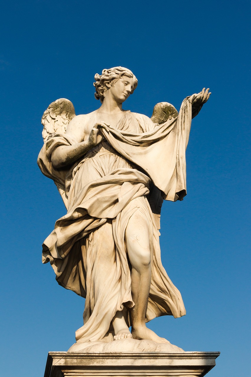 a statue of a woman holding a child, inspired by Gian Lorenzo Bernini, shutterstock, high angel distant shot, stock photo, triad of muses, high res photo