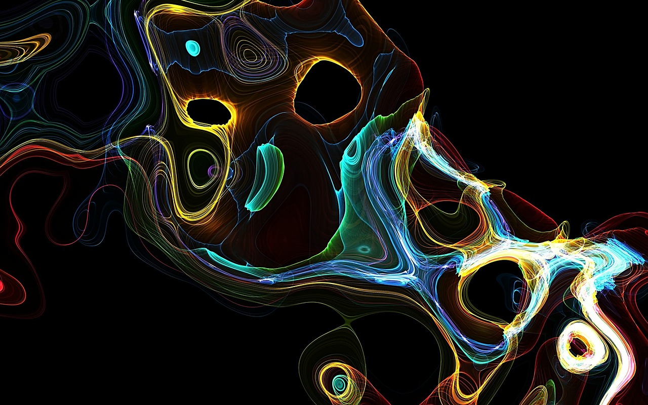 a close up of an abstract painting on a black background, digital art, inspired by Alberto Seveso, flickr, neon outline, high definition screenshot, raytracting, multicolored vector art
