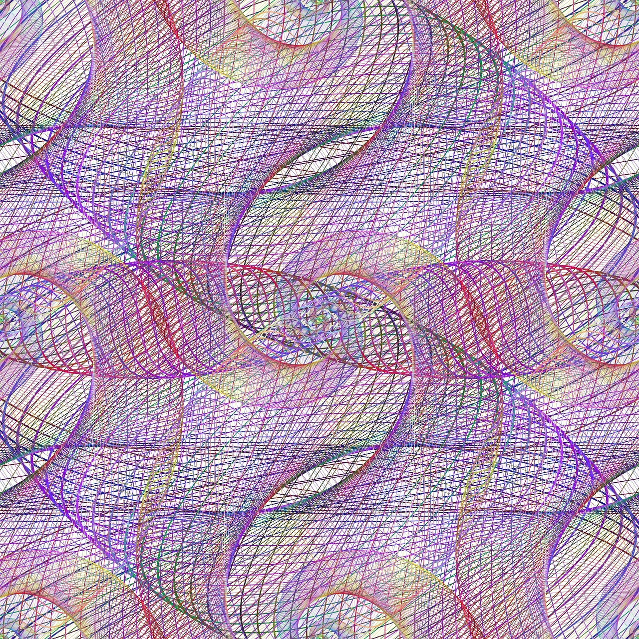 a close up of a drawing of a pattern, inspired by Lorentz Frölich, flickr, generative art, muted rainbow tubing, guilloche, path traced, magic eye style poster