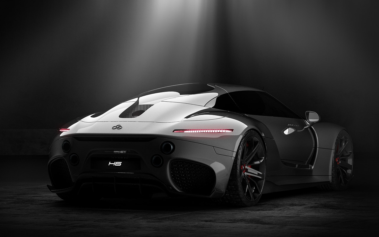 a black and white photo of a sports car, a 3D render, cgsociety contest winner, hsv, beautiful hd, bugatti, glossy white