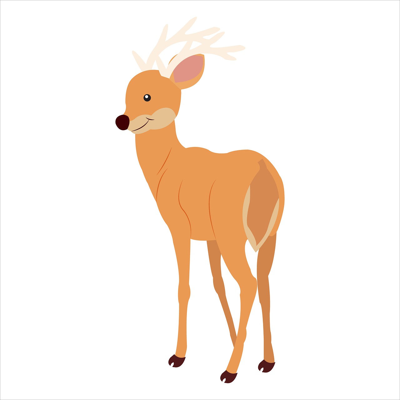 a deer standing in front of a white background, an illustration of, mingei, bushy tail, dribbble illustration, side view centered, fully colored