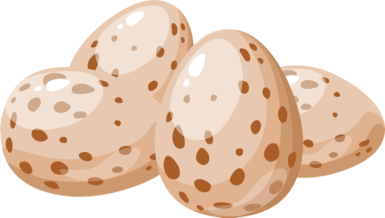 three eggs sitting on top of each other, an illustration of, inspired by Masamitsu Ōta, pixabay, digital art, ermine, spotted, dolman, color picture