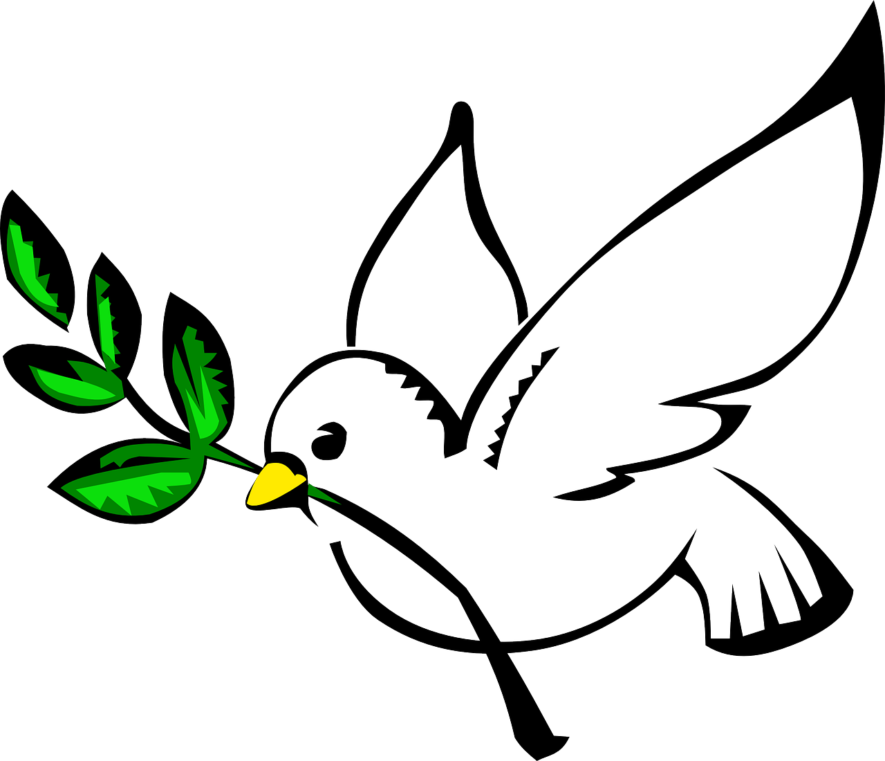 a bird with a leaf in its beak, a screenshot, inspired by Masamitsu Ōta, pixabay, hurufiyya, mspaint, black, love peace and unity, jamaican