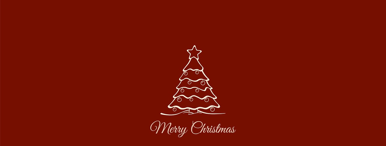 a white christmas tree on a red background, a picture, pixabay, digital art, red brown and white color scheme, card template, istock, line - art