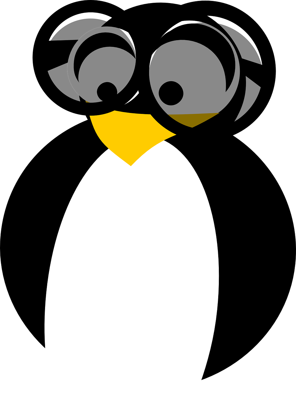 a close up of a penguin's face on a black background, vector art, inspired by Jacob Duck, pixabay, bauhaus, silver eyes full body, with black eyeglasses, high res photo, snapchat photo