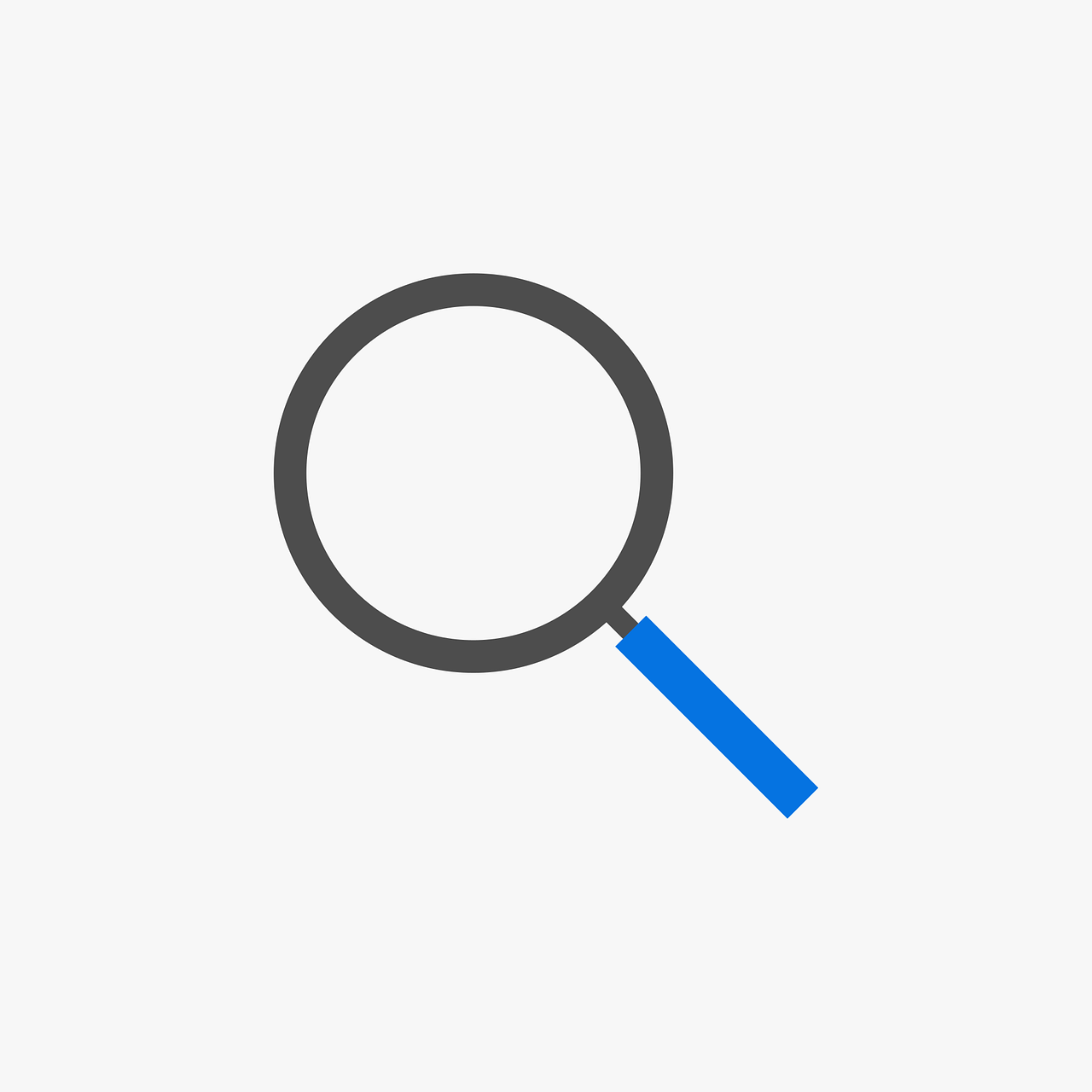 a magnifying glass with a blue handle, by Josh Bayer, minimalism, flat grey color, 4k high res, very simple, taken on an iphone