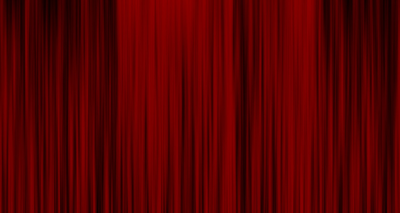 a red curtain with a black background, a digital rendering, inspired by Anna Füssli, movie texture, red crimson crimson hair, random background scene, thin red lines