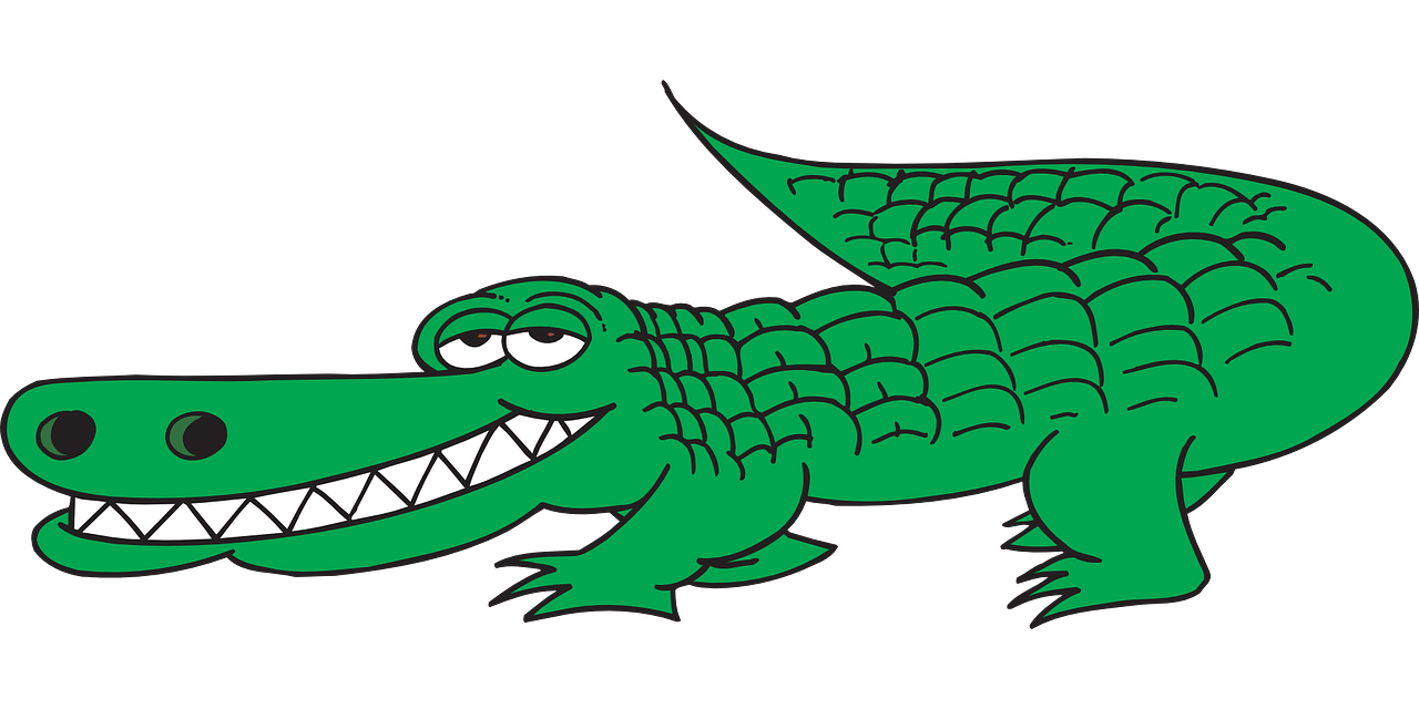 a green alligator with a big smile on its face, green and black color scheme, logo without text, florida man, with a black background