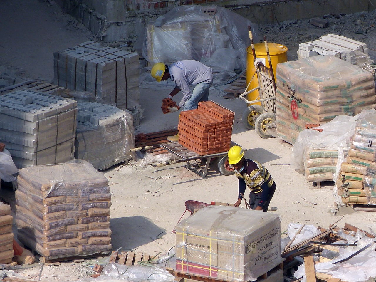 a group of men working at a construction site, by Ken Elias, flickr, constructivism, flagstones, building blocks, inspect in inventory image, -640