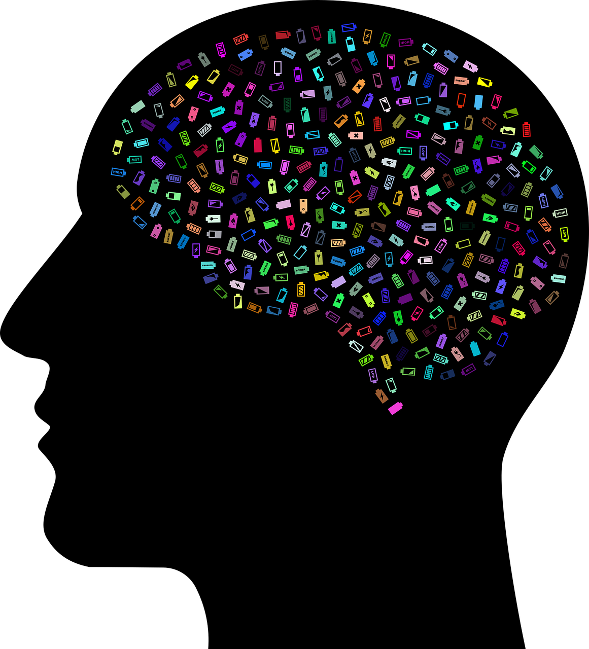 a brain made up of cell phones on a black background, generative art, multicolored glints, car, word, icon for an ai app