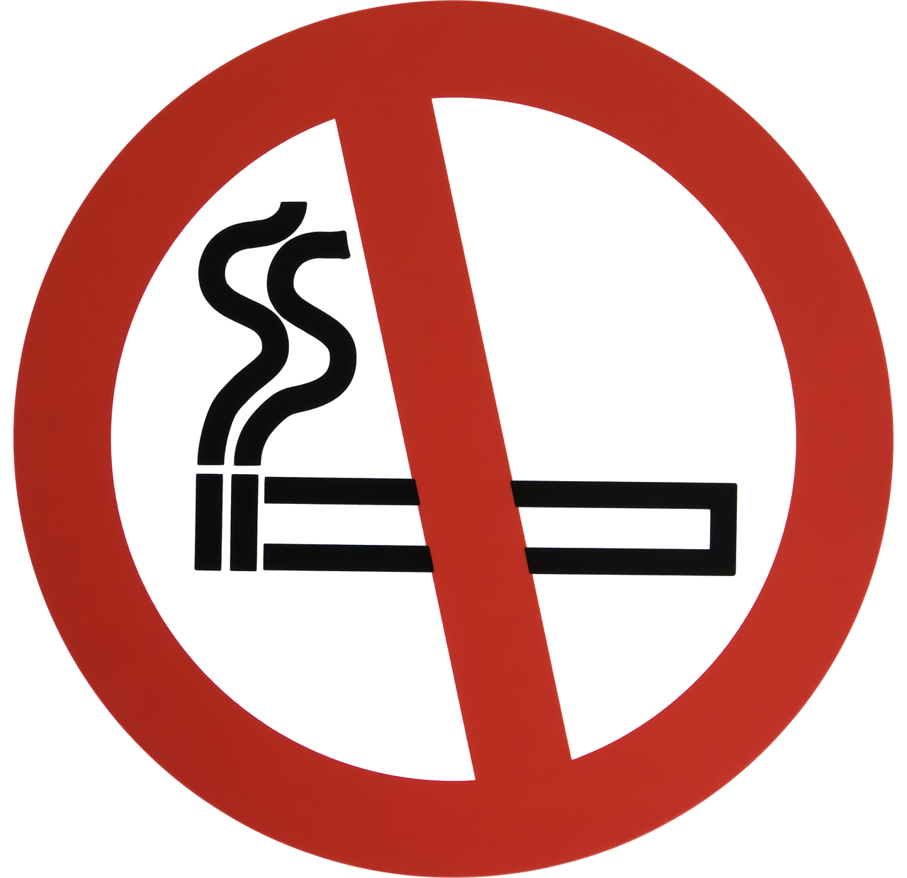 a no smoking sign on a black background, a picture, by Eva Gonzalès, pixabay, bauhaus, round, with cigar, 2000s, australian