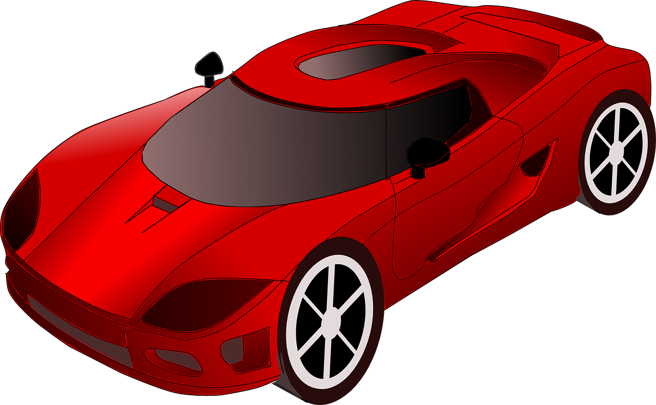 a red sports car on a black background, vector art, trending on pixabay, digital art, wearing red attire, lineless, a tvr sagaris, it has a red and black paint