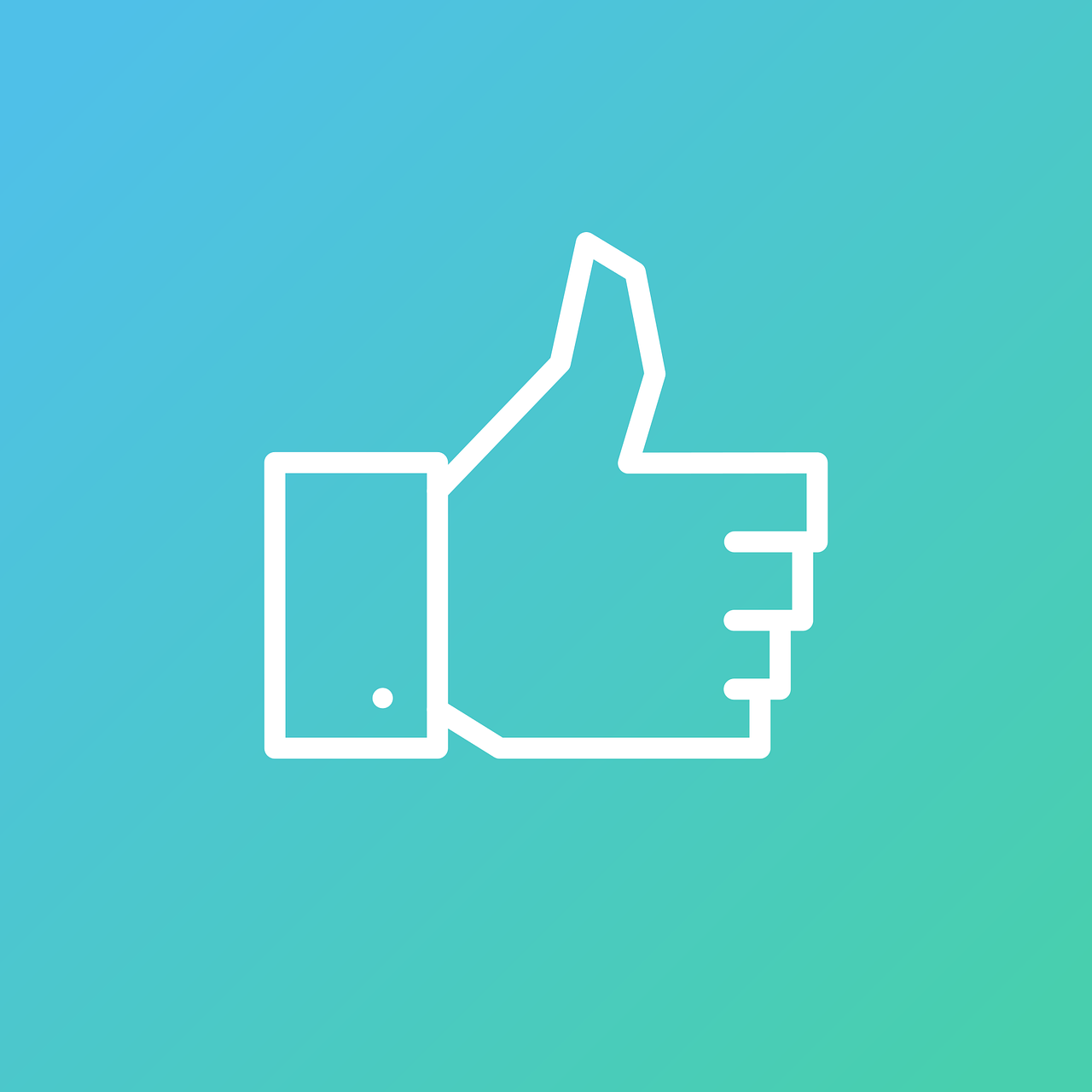 a thumbs up icon on a blue and green background, by Julian Allen, trending on unsplash, vector graphics with clean lines, istockphoto, on amino, like in museum