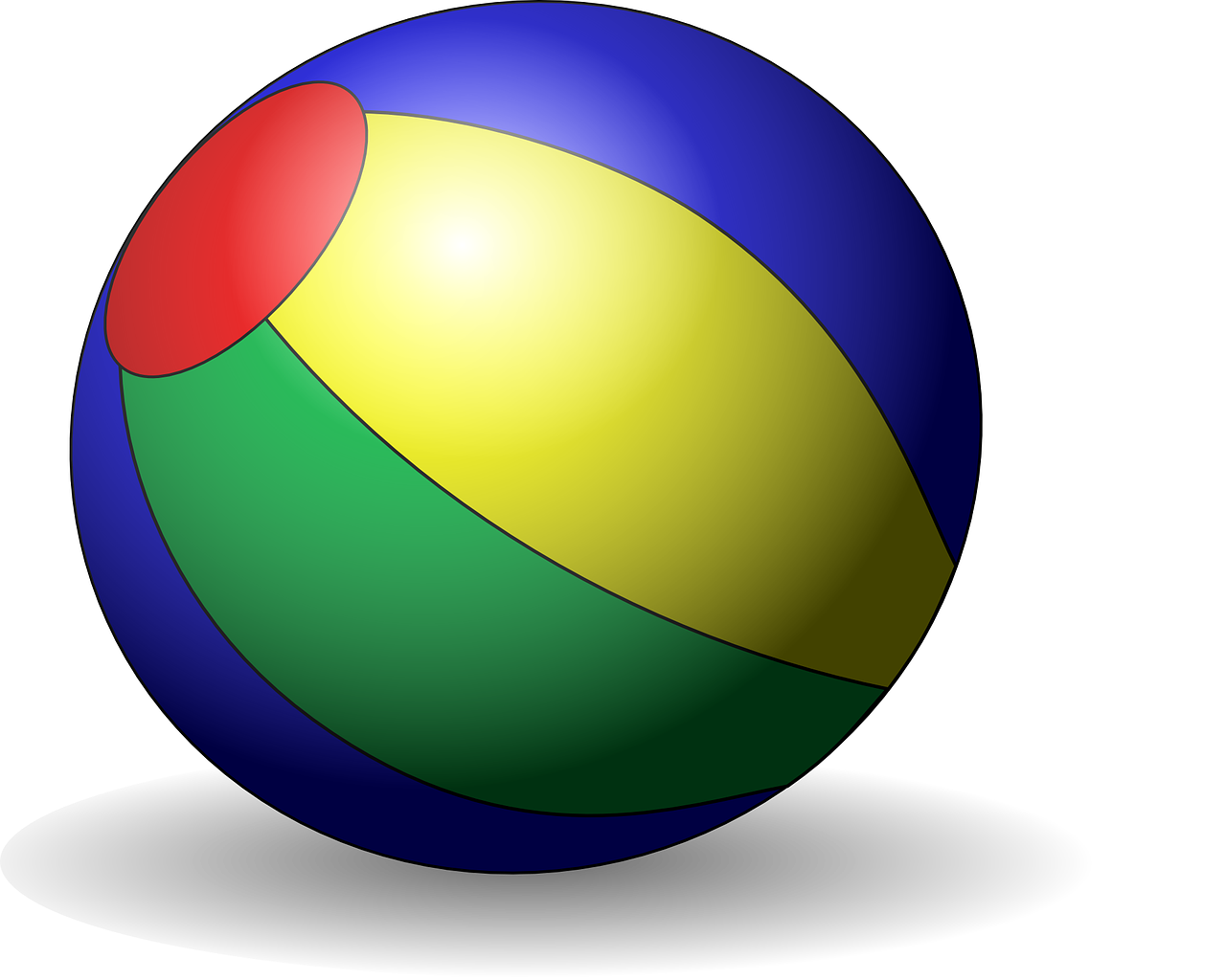 a colorful beach ball on a black background, a raytraced image, dribble, bauhaus, black backround. inkscape, toddler, proper shading, random scheme color