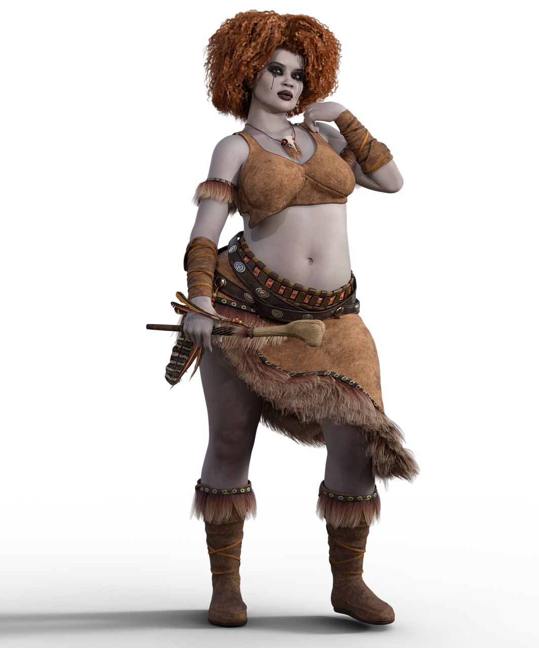 a close up of a person wearing a costume, inspired by Shog Janit, featured on zbrush central, cavewoman, dark sorceress fullbody pose, himba hairstyle, full body picture