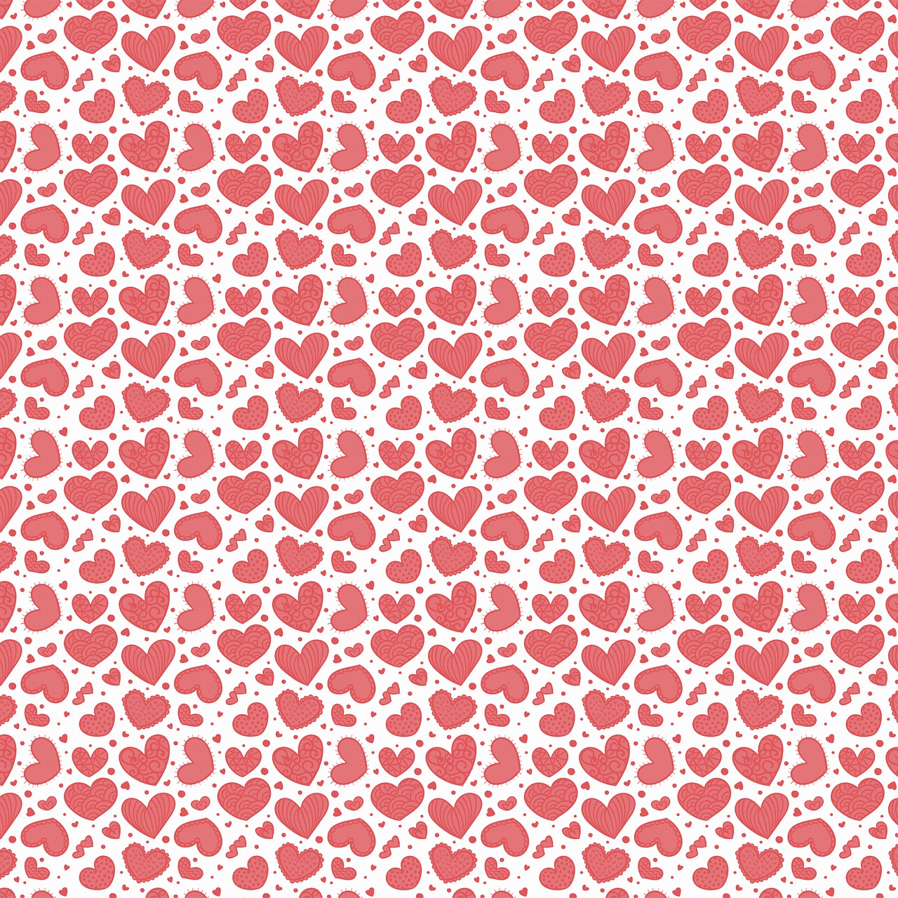 a pattern of red hearts on a white background, a picture, tumblr, coral, february)