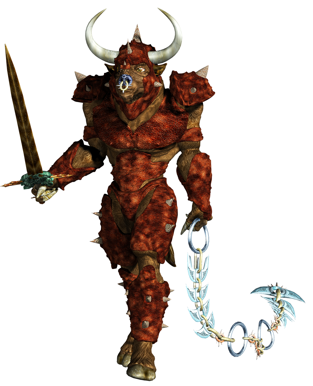 a close up of a person with a sword, inspired by Andor Basch, dau-al-set, that resembles a bull\'s, doom guy resembling samus, full body picture, khorne